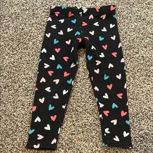 Faded Glory Black Thick Warm Leggings with Colorful Hearts